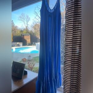 9 seed ruffle maxi in Moroccan blue.